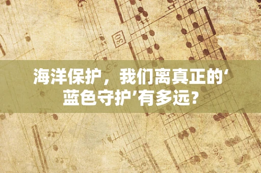 海洋保护，我们离真正的‘蓝色守护’有多远？