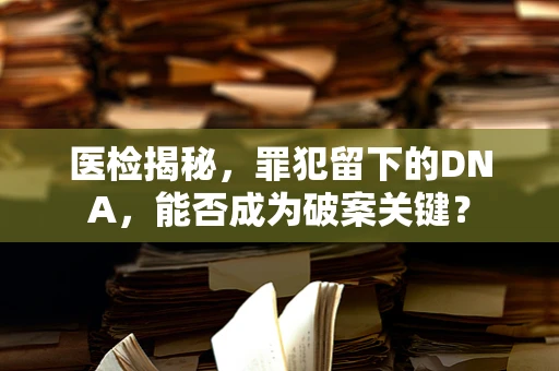 医检揭秘，罪犯留下的DNA，能否成为破案关键？
